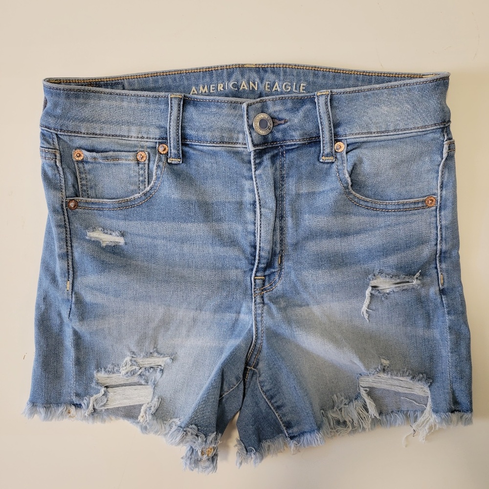American Eagle High Rise Midi Denim Shorts (Size 8)